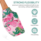 EZYHOME Wooden handle Silicone Swan Pattern Spatula, Heat-Resistant Silicone Scraper, Suitable for Cooking, Baking, Stirring & Applying (30cm *6 cm)